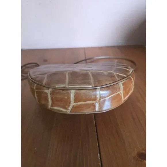 Etienne Aigner Crossbody Bag Medium Alligator Print Brown In Color - Picture 4 of 8